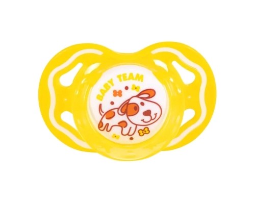Пустушка Baby Team силіконова, ортодонтична, 6+ міс. (3011_жовтий)
