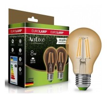 Лампочка Eurolamp A60 8W E27 2700K (deco) акция 1+1 new (MLP-LED-A60-08273(Amber)new)