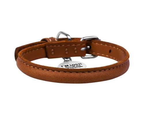 Нашийник для тварин WAUDOG Soft з QR паспортом круглий Д 8 мм Д 25-33 см коричневий (22326)