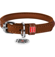 Нашийник для тварин WAUDOG Soft з QR паспортом круглий Д 8 мм Д 25-33 см коричневий (22326)