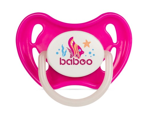 Пустушка Baboo Sea Life силіконова, світиться в темряві, 6+ міс (рожева) (5-032)