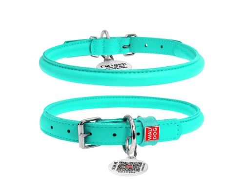 Нашийник для тварин WAUDOG Glamour з QR паспортом, круглий, S ментоловий (350513)