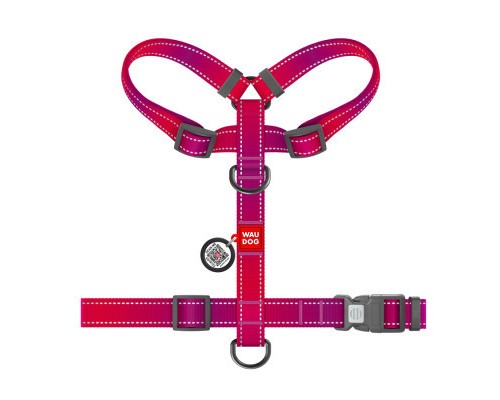 Шлея для собак WAUDOG Nylon Mono з QR-паспортом, пластиковий фастекс S рожева (52717)