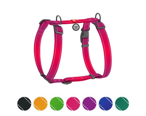 Шлея для собак WAUDOG Nylon Mono з QR-паспортом, пластиковий фастекс S рожева (52717)