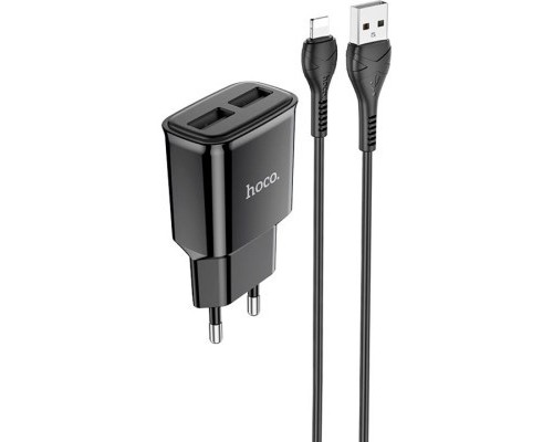 Зарядний пристрій HOCO C88A Star round dual port charger set(iP) Black (6931474749505)