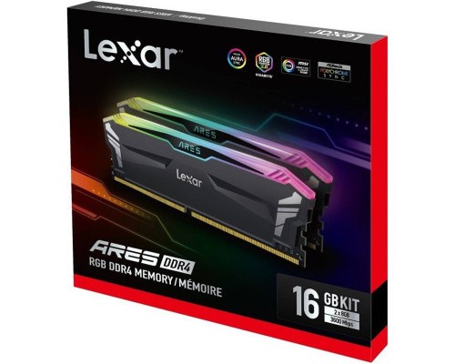 Модуль пам'яті для комп'ютера DDR4 32GB (2x16GB) 3600 MHz Ares RGB Black Lexar (LD4BU016G-R3600GDLA)