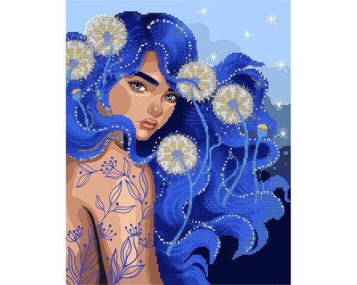 Картина по номерам Santi Дівчина с блакитним волоссям, 40*50 см. алмазна мозаїка (954869)