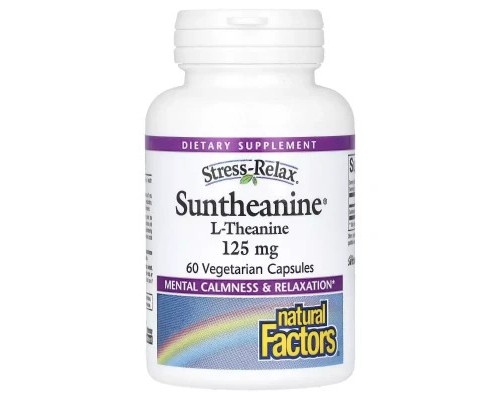 Вітамінно-мінеральний комплекс Natural Factors L-теанін, 250 мг, Stress-Relax, Suntheanine, L-Theanine, 60 вегетаріанських до (NFS-04830) Вітамінно-мінеральний комплекс Natural Factors L-теанін, 250 мг, Stress-Relax, Suntheanine, L-Theanine, 60 вегетаріанських до (NFS-04830)