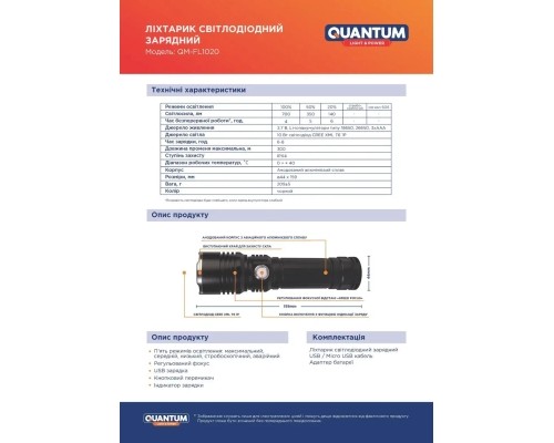 Ліхтар Quantum Solid-M 10W LED з USB box (QM-FL1020-CB)