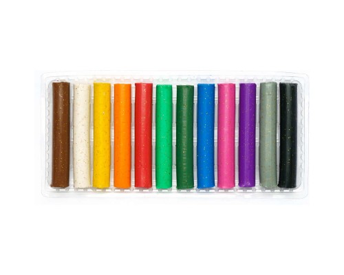 Пластилін Школярик Восковий Круглий з блискітками 12 кольорів 156 г (303107001-UA)