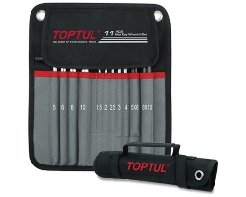 Ключ Toptul шестигранний з кулею 1,5-10мм 11шт. супердовгий у чохлі (GPAQ1101)