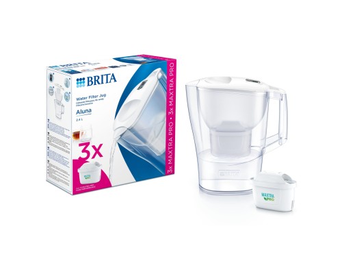 Фільтр-глечик Brita Aluna Memo MXPro 2.4л (1.4л очищеної води) з фільтр-картриджем 3шт, білий (1053054)