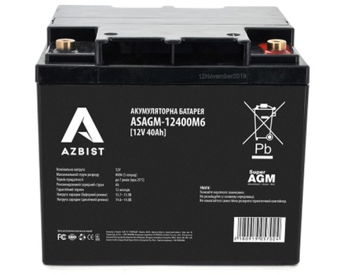 Батарея до ДБЖ AZBIST 12V 40 Ah Super AGM (ASAGM-12400M6)