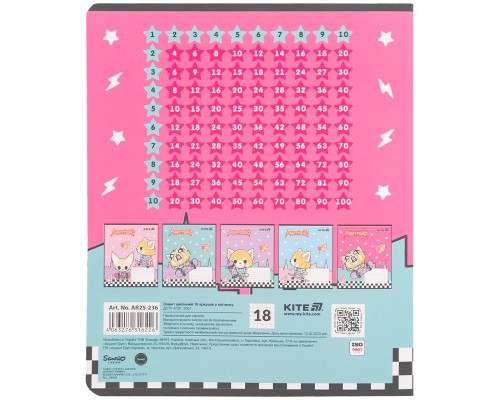 Зошит Kite Aggretsuko, 18 аркушів, клітинка (AR25-236)