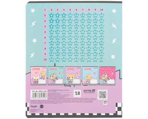 Зошит Kite Aggretsuko, 18 аркушів, клітинка (AR25-236)