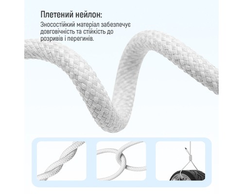 Дата кабель USB-C to USB-C 2.0m (braided cotton) (PD Fast Charging 60W) 3.0А grey ColorWay (CW-CBPDCC068-GR)