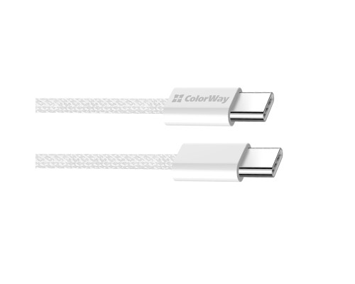 Дата кабель USB-C to USB-C 2.0m (braided cotton) (PD Fast Charging 60W) 3.0А grey ColorWay (CW-CBPDCC068-GR)