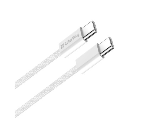 Дата кабель USB-C to USB-C 2.0m (braided cotton) (PD Fast Charging 60W) 3.0А grey ColorWay (CW-CBPDCC068-GR)
