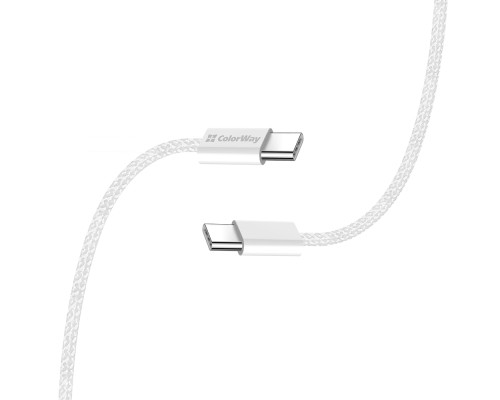 Дата кабель USB-C to USB-C 2.0m (braided cotton) (PD Fast Charging 60W) 3.0А grey ColorWay (CW-CBPDCC068-GR)