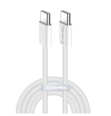 Дата кабель USB-C to USB-C 2.0m (braided cotton) (PD Fast Charging 60W) 3.0А grey ColorWay (CW-CBPDCC068-GR)