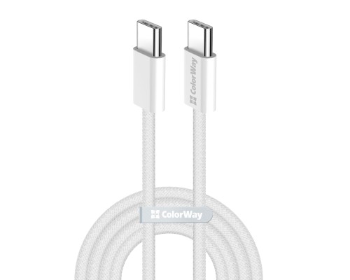 Дата кабель USB-C to USB-C 2.0m (braided cotton) (PD Fast Charging 60W) 3.0А grey ColorWay (CW-CBPDCC068-GR)