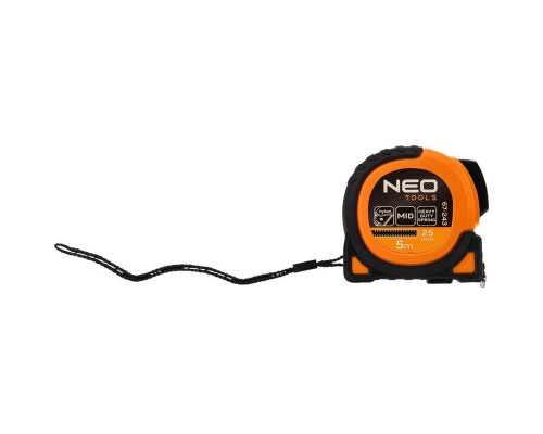 Рулетка Neo Tools Super Black, 5мx25мм, з фіксатором змотування, магніт (67-243)