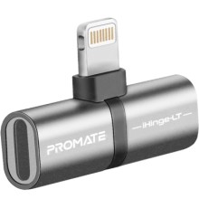Перехідник Lightning M to 2xLightning F Audiо + Charge Promate (ihinge-lt.grey)