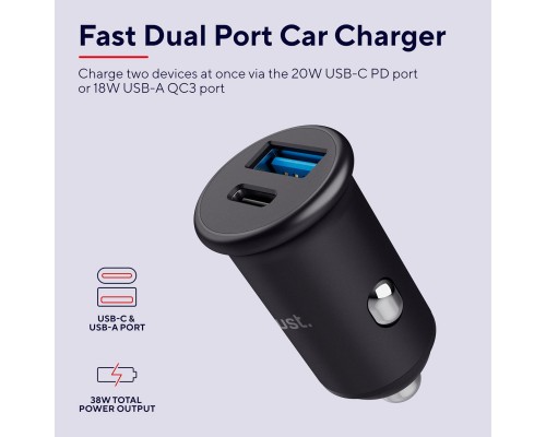 Зарядний пристрій Trust USB-C PD25W + USB QC12W 37W Black (25197_TRUST)