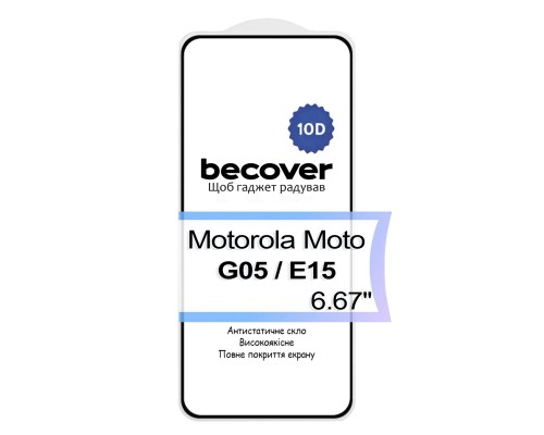 Скло захисне BeCover Motorola Moto G05 / E15 10D Black (713575)