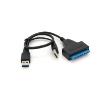 Перехідник USB 3.0 AM + USB 2.0 AM to SATA 0.1m for HDD/SSD black Voltronic (YT-C3.0+2.0-SATA/0.1)