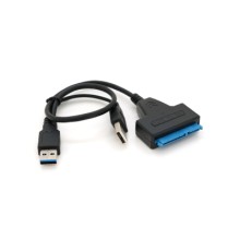 Перехідник USB 3.0 AM + USB 2.0 AM to SATA 0.1m for HDD/SSD black Voltronic (YT-C3.0+2.0-SATA/0.1)