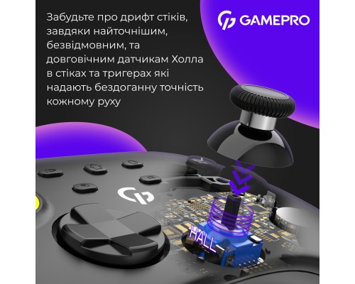 Геймпад GamePro із зарядною станцією BT 5.3/USB/2.4 ГГц (Switch/PC/iOS/Android) RGB Black (GPX13BDOC)