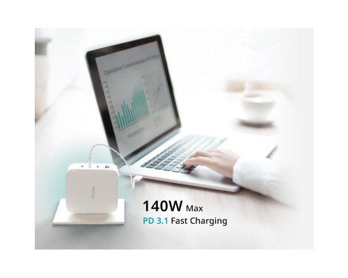 Зарядний пристрій D-Link 3xUSB-C + 1xUSB PD140W GaN white (DCF-141)