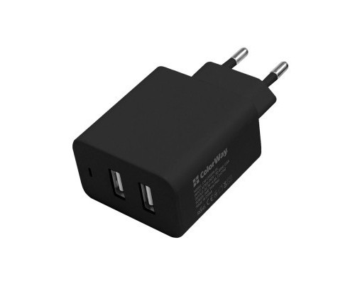 Зарядний пристрій ColorWay 2USB AUTO_ID 4.8A (24W) black (CW-CHS016-BK)