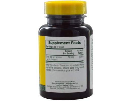 Мінерали Natures Plus Цинк 50мг, 90 таблеток (NAP-03645)