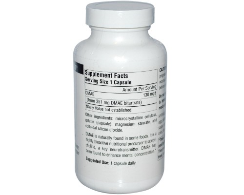 Амінокислота Source Naturals DMAE (діметіламіноетанол) 351 мг, 100 капсул (SN1582) 