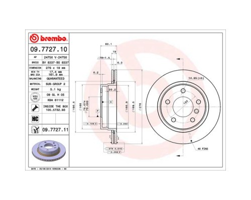 Гальмівний диск Brembo 09.7727.11