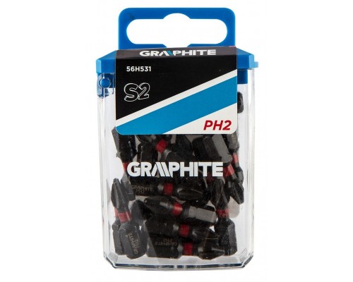Набір біт Graphite ударних PH2 x 25 мм, 20 шт. (56H531)