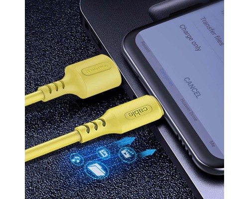 Дата кабель USB 2.0 AM to Type-C 1.0m soft silicone yellow ColorWay (CW-CBUC043-Y)