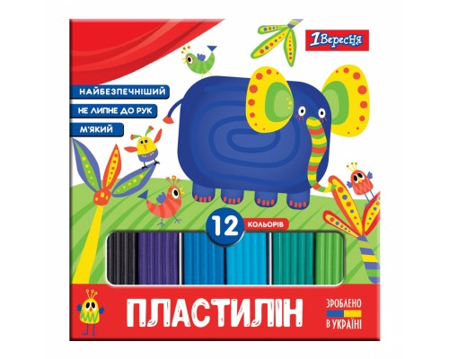Пластилін 1 вересня Zoo Land 12 кол., 240 г (540586)