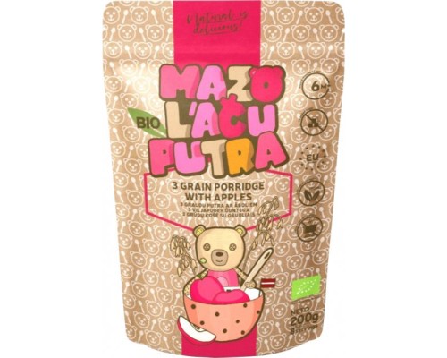 Дитяча каша Mazo Lāču Putra органічна багатозернова з яблуком з 6 міс. 200 г (4751030350011)