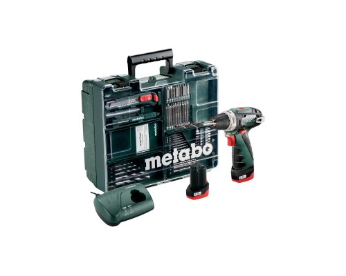 Шуруповерт Metabo PowerMaxx BS Basic, 10.8V 2x2Aг, кофр, набір приладдя 63 шт (600080880)