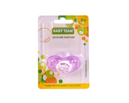 Пустушка Baby Team силіконова ортодонтична, 6+ міс. (3011_фіолетовий)