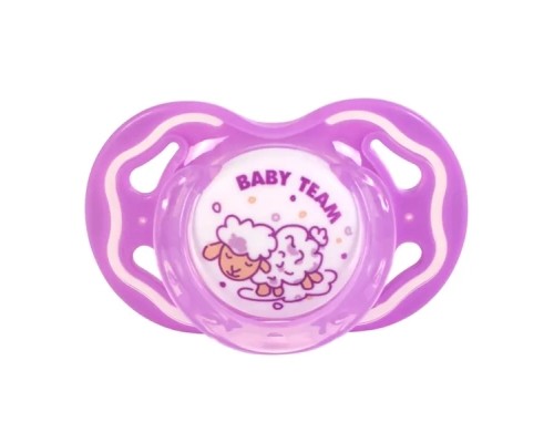 Пустушка Baby Team силіконова ортодонтична, 6+ міс. (3011_фіолетовий)