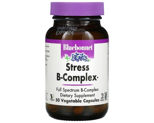 Мультивітамін Bluebonnet Nutrition Стрес В-Комплекс, Stress B-Complex, 50 вегетаріанських капсул (BLB-00422)