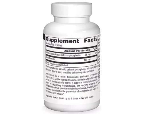 Вітамінно-мінеральний комплекс Source Naturals Бенфотіамін, 150 мг, Benfotiamine, 30 таблеток (SN1905)