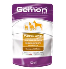 Вологий корм для собак Gemon Dog Wet Puppy&Junior шматочки з куркою 100 г (8009470300636)