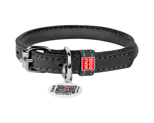 Нашийник для тварин WAUDOG Soft з QR паспортом круглий Д 8 мм Д 25-33 см чорний (22321)