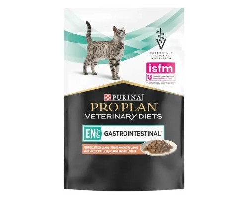 Вологий корм для кішок Purina Pro Plan Veterinary Diets EN з хворобами шлунково-кишкового тракту. З лососем 10x85г (7613035983359) Вологий корм для кішок Purina Pro Plan Veterinary Diets EN з хворобами шлунково-кишкового тракту. З лососем 10x85г (7613035983359)