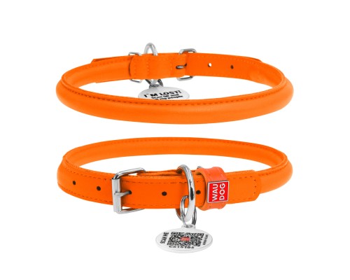 Нашийник для тварин WAUDOG Glamour з QR паспортом, круглий, S помаранчевий (35054)
